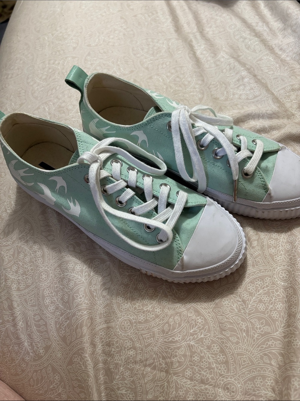 McQ Alexander McQueen Green Canvas Women's Lace-Up Sneakers